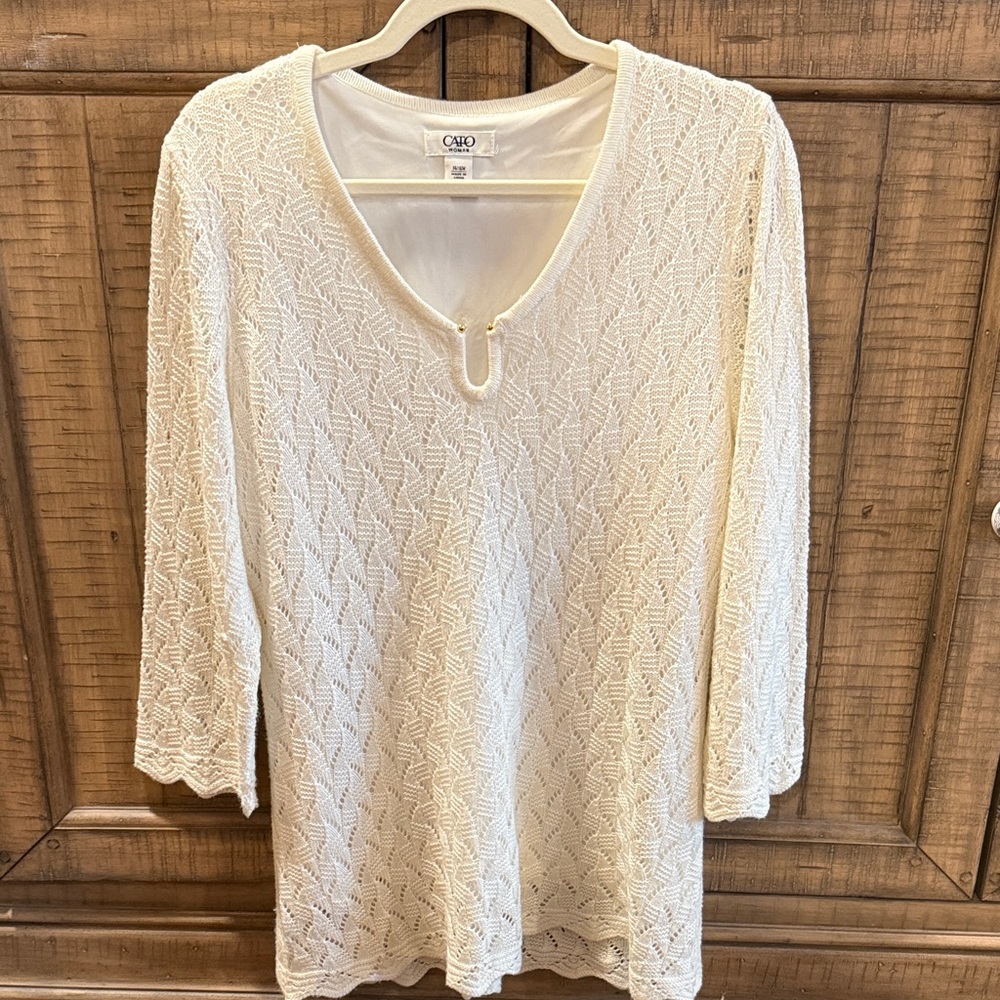 Cato Ivory Textured Knit Top
